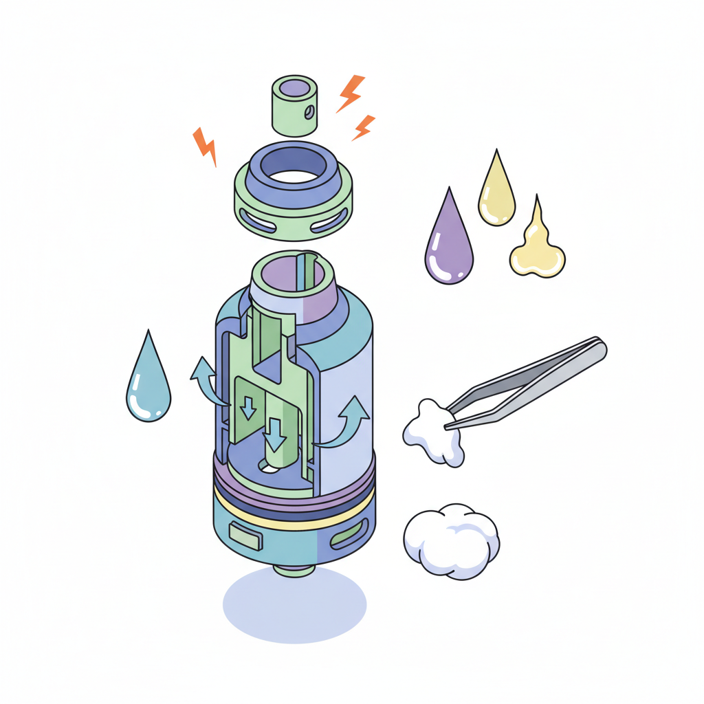 How to Stop Gurgling and Spitback on MTL RTAs (UK 2026): Quick Fixes for New Designs, Wicking and E‑Liquid Choices image