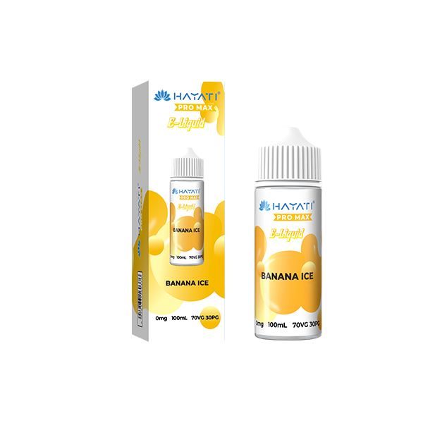 0mg Hayati Pro Max 100ml Shortfill (70VG/30PG) Vaping Products Hayati Banana Ice 