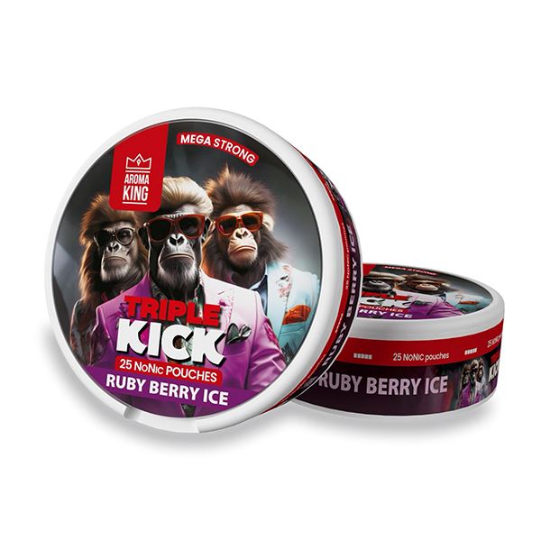 100mg Aroma King Triple Kick NoNic Pouches - 25 Pouches Smoking Products Aroma King Ruby Berry Ice 