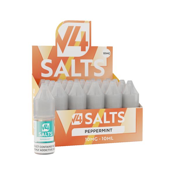 10mg V4 Salts 10ml Nic Salts (50VG/50PG) - Pack of 20 E-liquids V4 Peppermint 