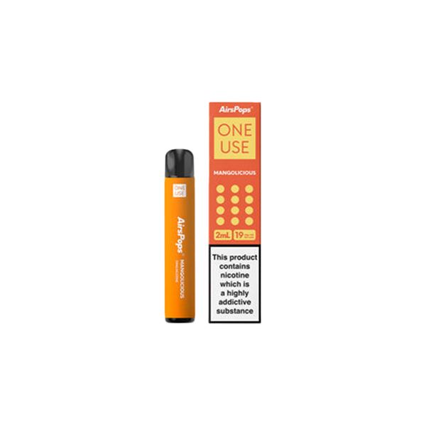 19mg AirsPops ONE Use Disposable Vape 600 Puff Vaping Products Airscream Mangolicious 