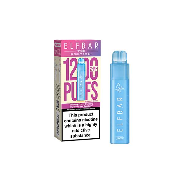 20mg ELF Bar 1200 Multi Edition Prefilled Pod Kit 1200 Puffs Vaping Products ELF Bar Blueberry Edition 