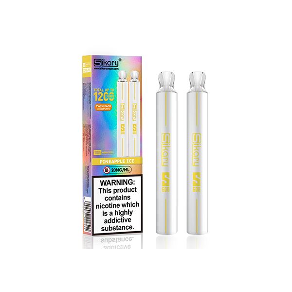 20mg Sikary S600 Twin Pack Disposable Vapes 1200 Puffs Vaping Products Sikary Pineapple Ice 