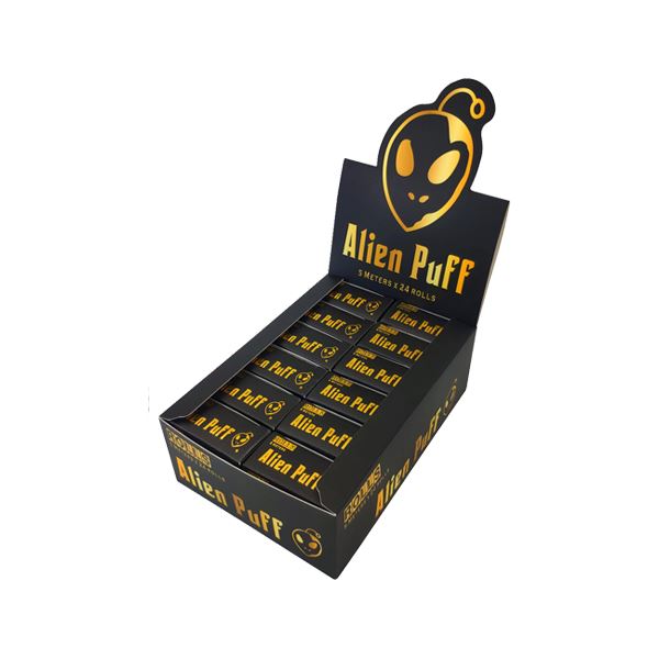 24 Alien Puff Black & Gold 5m Unbleached Brown Rolls Smoking Products Alien Puff 