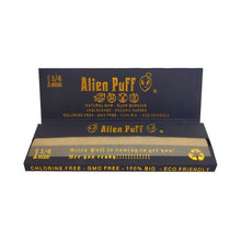 Load image into Gallery viewer, 50 Alien Puff Black &amp; Gold 1 1/4 Size Unbleached Brown Rolling Papers Smoking Products Alien Puff 
