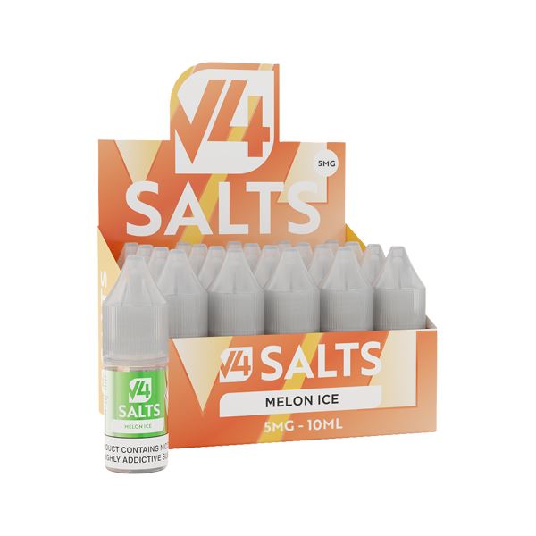 5mg V4 Salts 10ml Nic Salts (50VG/50PG) - Pack of 20 E-liquids V4 Melon Ice 