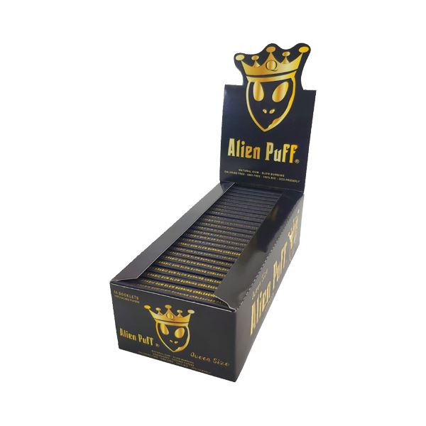 62 Alien Puff Black & Gold Queen Size Unbleached Brown Rolling Papers Smoking Products Alien Puff 