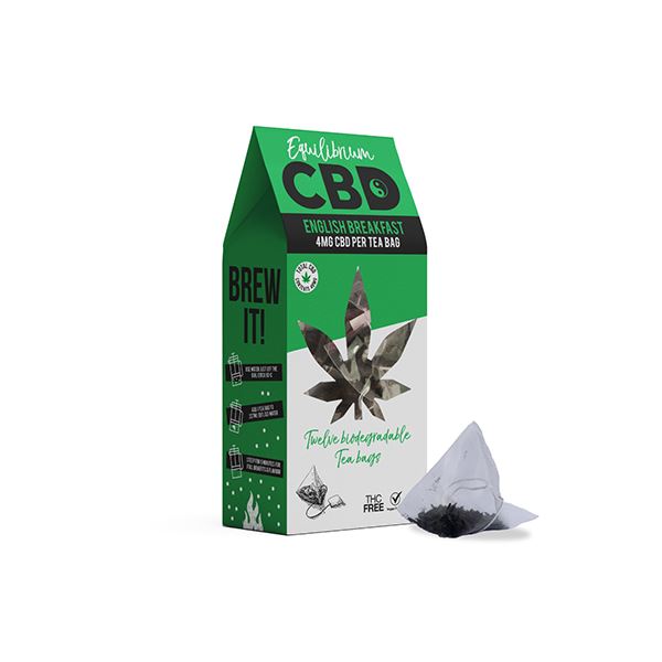 Equilibrium CBD 48mg Full Spectrum English Breakfast Tea Bags Box of 12 (BUY 2 GET 1 FREE) CBD Products Equilibrium CBD 