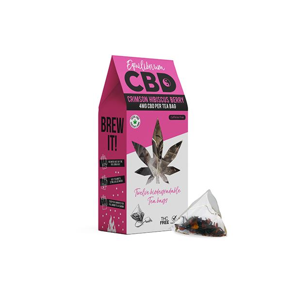 Equilibrium CBD Full Spectrum Crimson Hibiscus Berry Tea Bags Box of 12 CBD Products Equilibrium CBD 