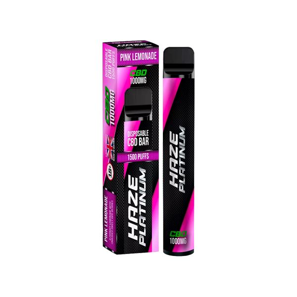 Haze Platinum 1000mg CBD Disposable Vape Device 1500 Puffs CBD Products Haze Pink Lemonade 
