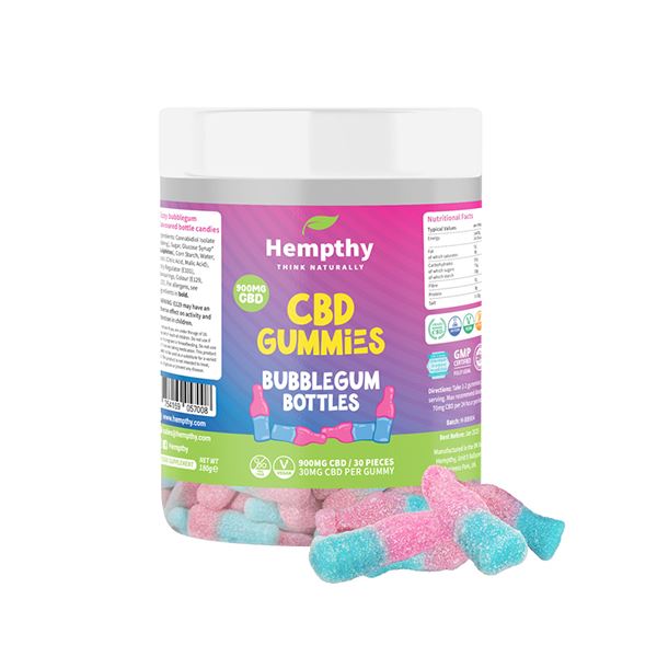 Hempthy 900mg CBD Bubblegum Bottles - 30 Pieces CBD Products Hempthy 
