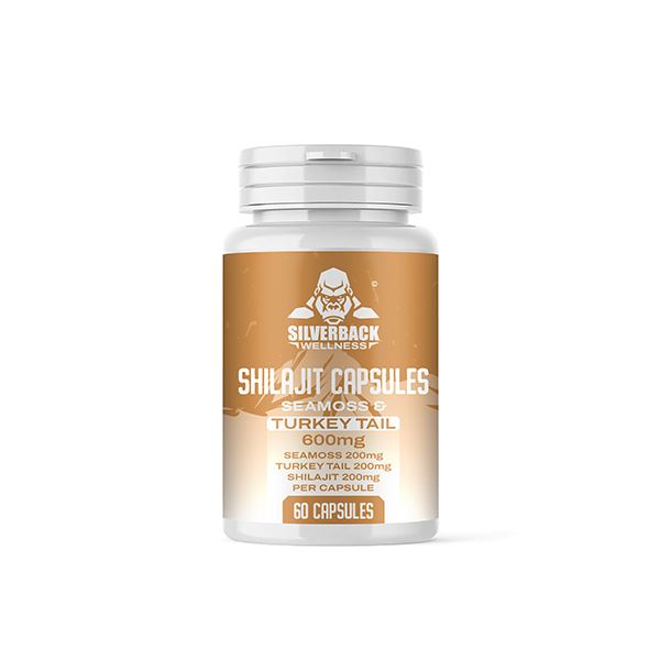 Silverback Wellness 600mg Seamoss & Turkey Tail Infused Shilajit Capsules - 60 Caps Nootropics & Supplements Silverback Wellness 