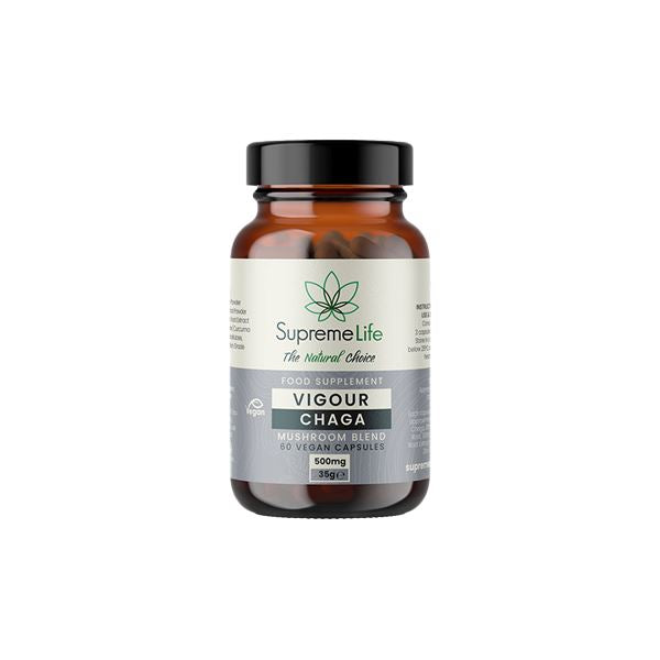 Supreme Life 500mg Vigour Chaga Vegan Capsules - 60 Capsules Nootropics & Supplements Supreme CBD 