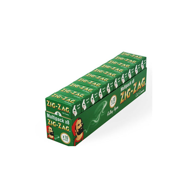 10 Pack x 8 Booklet Zig-Zag Green Regular Rolling Papers Smoking Products Zig-Zag 