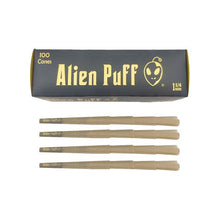 Load image into Gallery viewer, 100 Alien Puff Black &amp; Gold 1 1/4 Size Pre-Rolled Cones Smoking Products Alien Puff 
