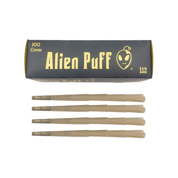 100 Alien Puff Black & Gold 1 1/4 Size Pre-Rolled Cones Smoking Products Alien Puff 