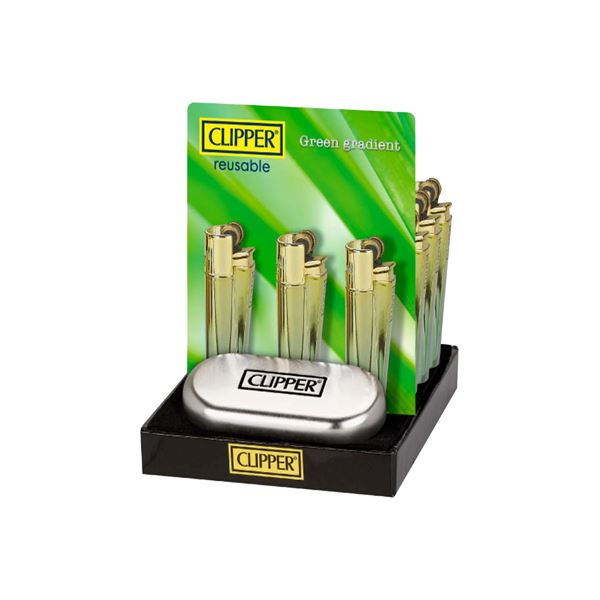 12 Clipper CMP11R Metal Flint Green Gradient Lighters - CM0S127UK Smoking Products Clipper 