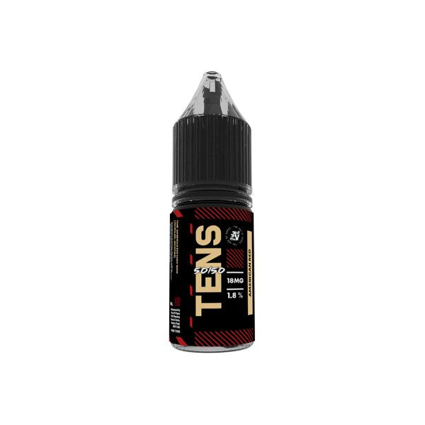 18mg Tens 50/50 10ml (50VG/50PG) - (Full Box) Pack Of 10 E-liquids Tens American Red 