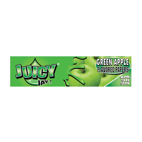 24 Juicy Jay King Size Flavoured Slim Rolling Paper - Full Box Smoking Products Juicy Jay Green Apple 