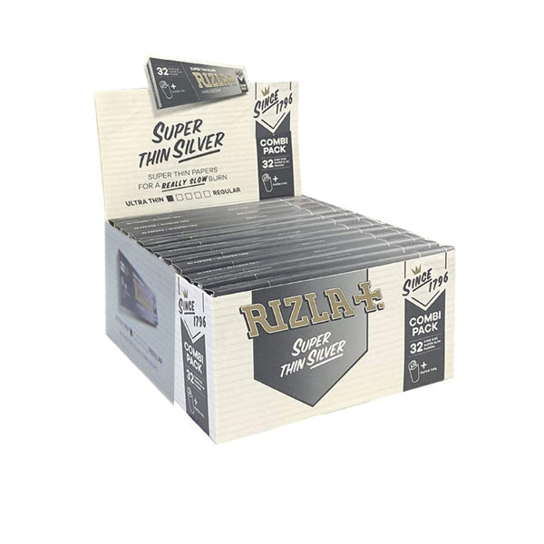 24 Rizla Silver Super Thin King Size Rolling Papers + Tips Combi Pack Smoking Products Rizla 