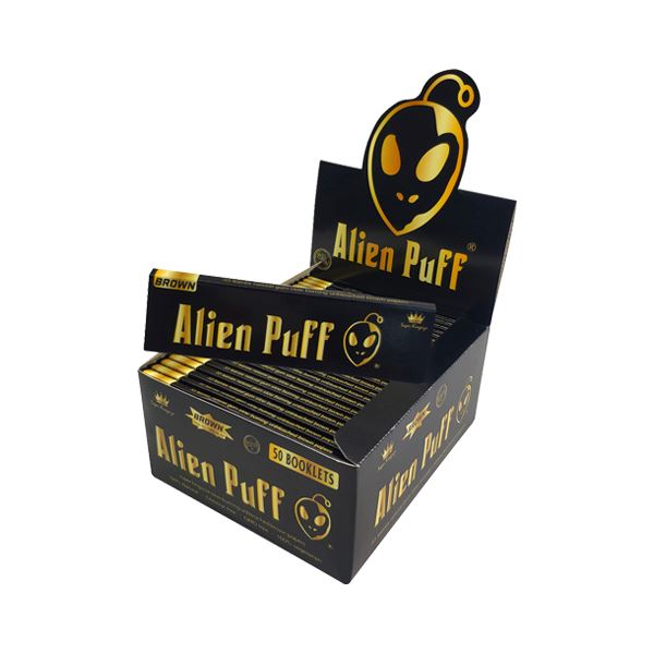 33 Alien Puff Black & Gold Super King Size Unbleached Brown Rolling Papers Smoking Products Alien Puff 