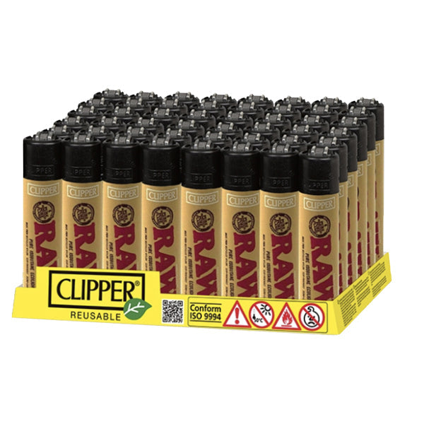 48 Clipper RAW Printed Refillable Lighters Smoking Products Clipper Natural 