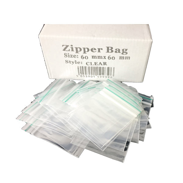 5 x Zipper Branded 60mm x 60mm Clear Bags Smoking Products Zipper 