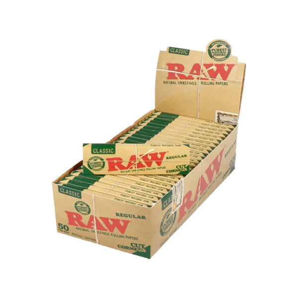 50 Raw Classic Green Regular Corner Cut Rolling Papers Smoking Products Raw 