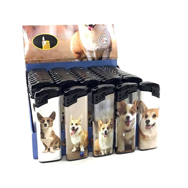 50 x 4Smoke Electronic Printed Lighters - DY068 Smoking Products 4Smoke White Dog Print 