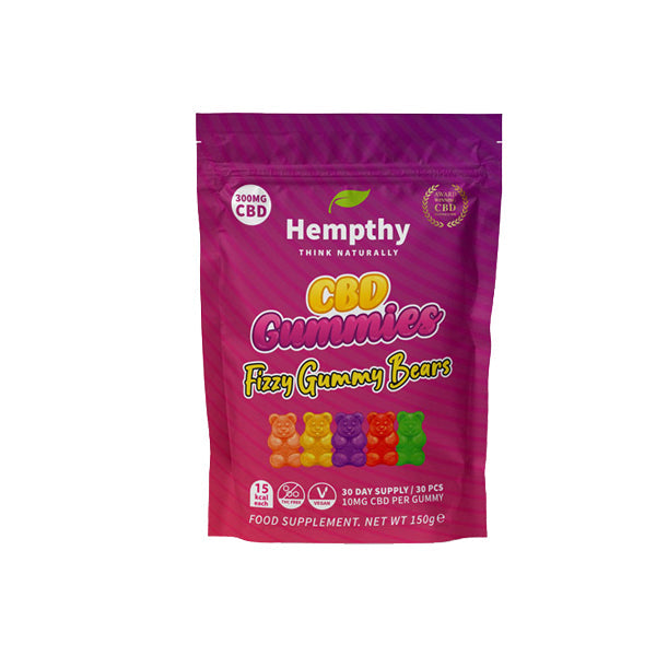 Hempthy 300mg CBD Gummies 30 Ct Pouch CBD Products Hempthy Fizzy Gummy Bears 
