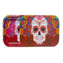 Load image into Gallery viewer, Large Mixed Design Magnetic Metal Rolling Trays with Lid Smoking Products Unbranded 
