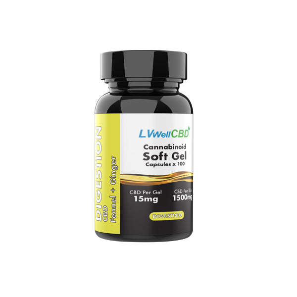 LV Well CBD 1500mg Digestion Soft Gels - 100 Caps CBD Products LVWell CBD 