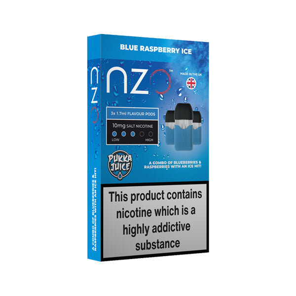 NZO 20mg Pukka Juice Salt Cartridges with Red Liquids Nic Salt (50VG/50PG) E-liquids NZO Blue Raspberry Ice 