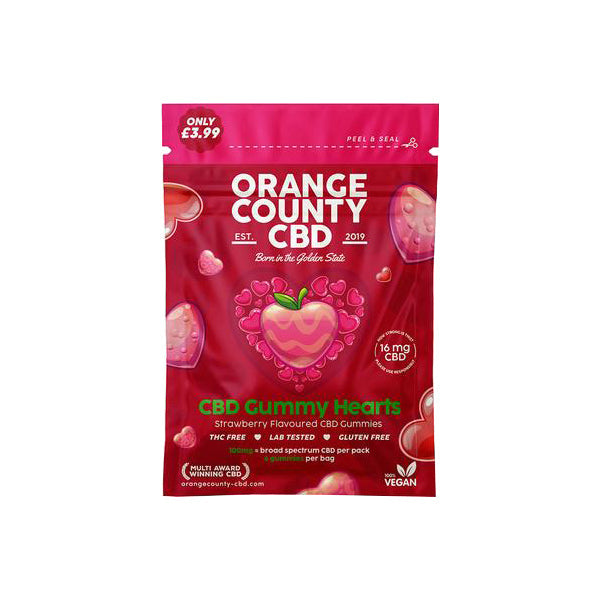 Orange County CBD 100mg Mini CBD Gummy Hearts - 6 Pieces CBD Products Orange County 