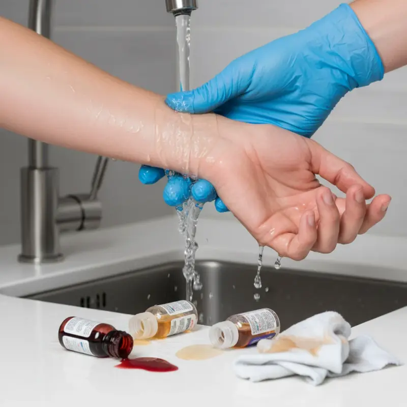 First aid for concentrated e-liquid (nicotine) skin exposure in the UK (2026): Immediate steps, when to call 999, and workplace responsibilities